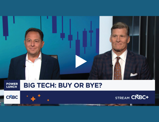 Peter Mallouk and another guest on CNBC's Power Lunch, captioned "Big Tech: Buy or Bye?"